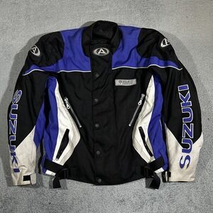 Vintage AGV SPORT Suzuki  Padded Motorcycle Jacket Mens Large Black, Blue, White
